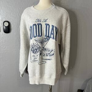 Abercrombie and Fitch Good Day Graphic Sunday Crew, Light Gray, L